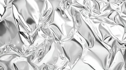 Abstract shiny metallic aluminum foil texture with a sparkling silver surface perfect for wallpaper or decoration