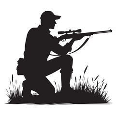 Hunting man silhouette vector illustration