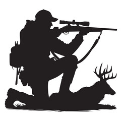 Hunting man silhouette vector illustration