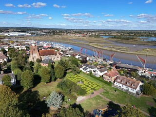 Maldon Essex UK waterfront and town drone,aerial