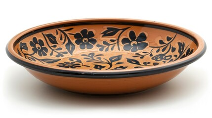 A decorative ceramic plate, isolated on a white background