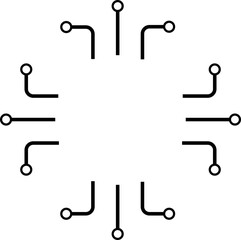 Processor line icon, microchip cpu technology board, Central processing unit. Design element flat, simple silhouette. 