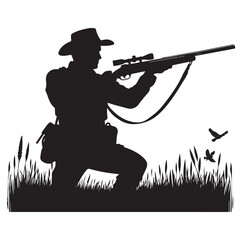 Hunting man silhouette vector illustration