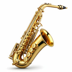 A golden saxophone with intricate, detailed keys