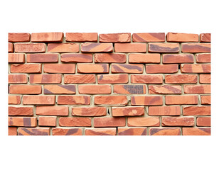 Obraz premium Rustic Brick Wall Isolated on White Background, Textured Construction Material Design, PNG Transparent.