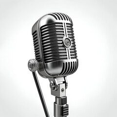 retro microphone isolated on white background