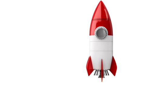 a red and white rocket