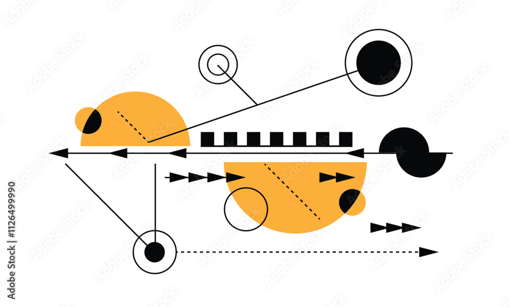 Poster Abstract Geometric Figures Technology Background Line Art. Backgrounds and graphic design elements concept vector art