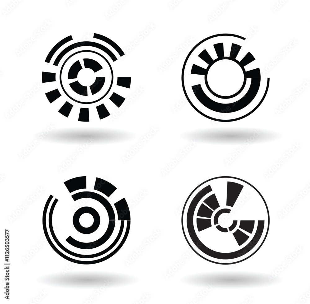 Poster technological hi tech circular shape design elements set. technology and future science graphic reso
