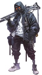 Fototapeta premium Cyberpunk character design, futuristic warrior, dystopian soldier