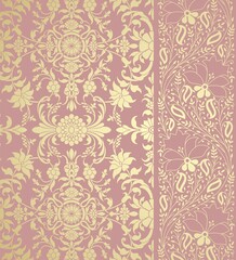 wedding card design, traditional paisley floral pattern , royal India	