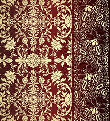 wedding card design, traditional paisley floral pattern , royal India	