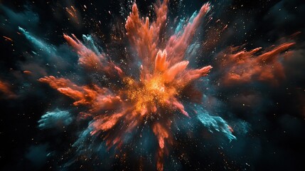 A burst of colorful fireworks lighting up a dark sky, symbolizing the explosive energy of a creative breakthrough.