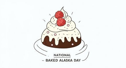 National Baked Alaska Day celebration with whipped cream and raspberries dessert