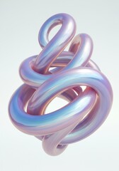 Abstract twisting gradient sculpture with iridescent colors for modern art design