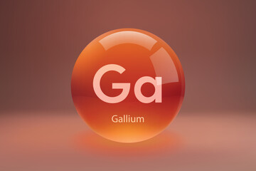 Glossy sphere with Gallium symbol