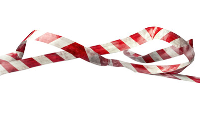 Obraz premium Horizontal red and white police tape isolated on transparent background