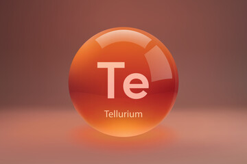 Glossy sphere with Tellurium symbol