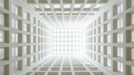 Obraz premium Modern open grid ceiling with bright light streaming in