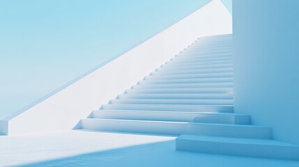 Fototapeta premium minimalist staircase design in bright blue tones