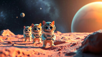 cute cat astronaut in space
