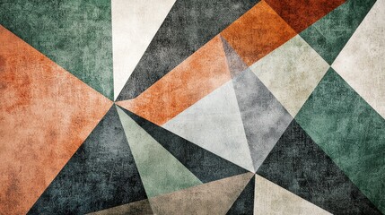 Vibrant Abstract Geometric Composition with Angular Shapes and Contrasting Colors long title This vibrant abstract geometric composition features a