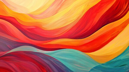 Fototapeta premium Vibrant Abstract Landscape of Flowing Colorful Waves and Swirls