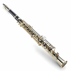Fototapeta premium A polished oboe with intricate finger keys, displayed elegantly