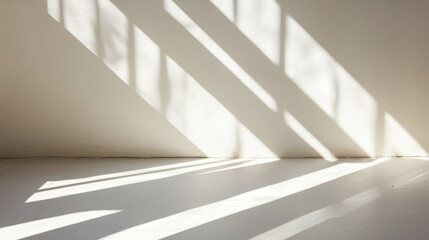 Fototapeta premium Minimalist white wall with abstract shadows creating depth