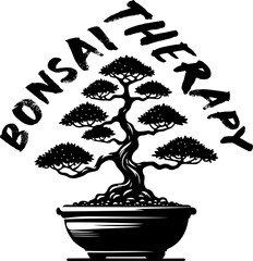 Illustration of a Bonsai with the phrase BONSAI THERAPY