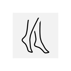 Lady legs elegant contour. Female legs, attractive foot icon  isolated on white background.