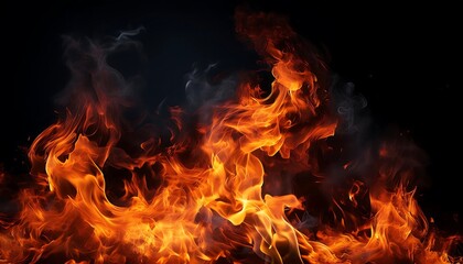 Fototapeta premium Fiery flames dance and crackle in a cozy fireplace, casting a warm, orange glow