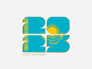 Abstract numbers 2025 with flag of Kazakhstan.