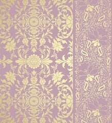 wedding card design, traditional paisley floral pattern , royal India	