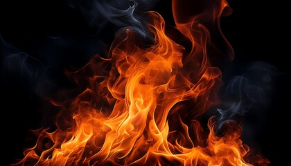 Fototapeta premium Fiery flames dance and crackle in a cozy fireplace, casting a warm, orange glow