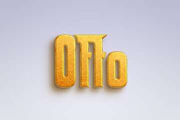 Gold text effect of Deutsche name Otto on light-blue background.