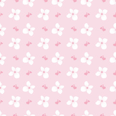 Cute kawaii seamless pastel pink floral pattern background