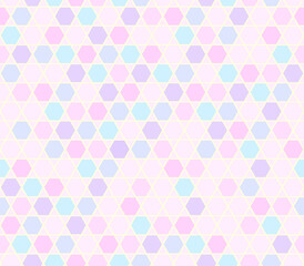 ランダム配置パステルカラーの籠目文様シームレス背景