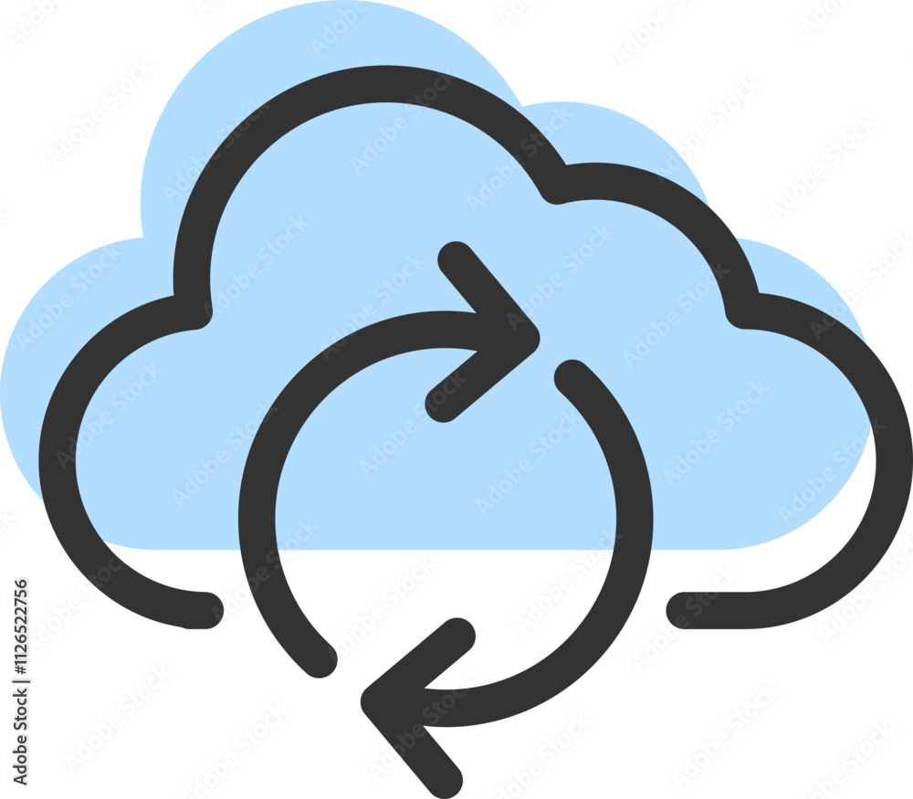 Poster cloud storage and data transfer vector icon. computing service and network related line icons. datab