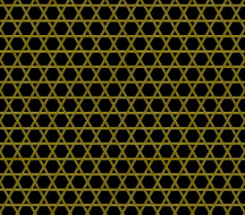 黒地に金色ラインの籠目文様シームレス背景