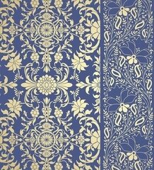 wedding card design, traditional paisley floral pattern , royal India	