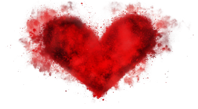 Heart made of red paint splash, Red smoke on white background ,Valentine Rose heart vector, 4k love wallpaper