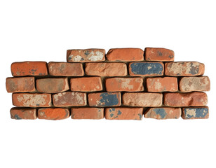 Rustic Brick Wall Isolated on White Background, Textured Construction Material Design, PNG Transparent.