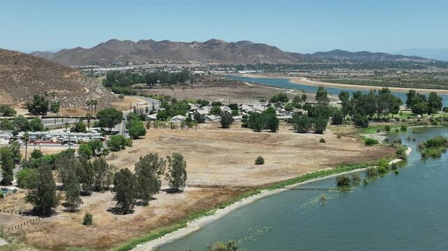 Lake Elsinore Aerial Shot Up California