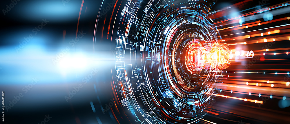 Poster dynamic light trails representing data flow in a futuristic digital environment abstract vibrant ene