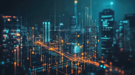 Dynamic business environment showcasing the concept of business agility, with symbols representing company transformation towards higher efficiency and rapid adaptation to market changes.