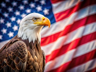 Bald Eagle American Flag Patriotism Wildlife Photography Nature Symbol Freedom