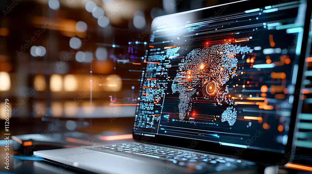Poster dynamic data visualization digital workspace infographic technology hub close-up innovation in data 