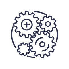 Interlocking gears symbolize teamwork and efficient operation.