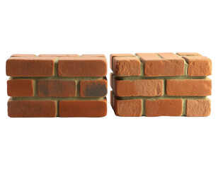 Rustic Brick Wall Isolated on White Background, Textured Construction Material Design, PNG Transparent.